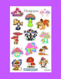 Planche d'autocollants Champignons — 15 stickers vinyle, Créapop A26-07