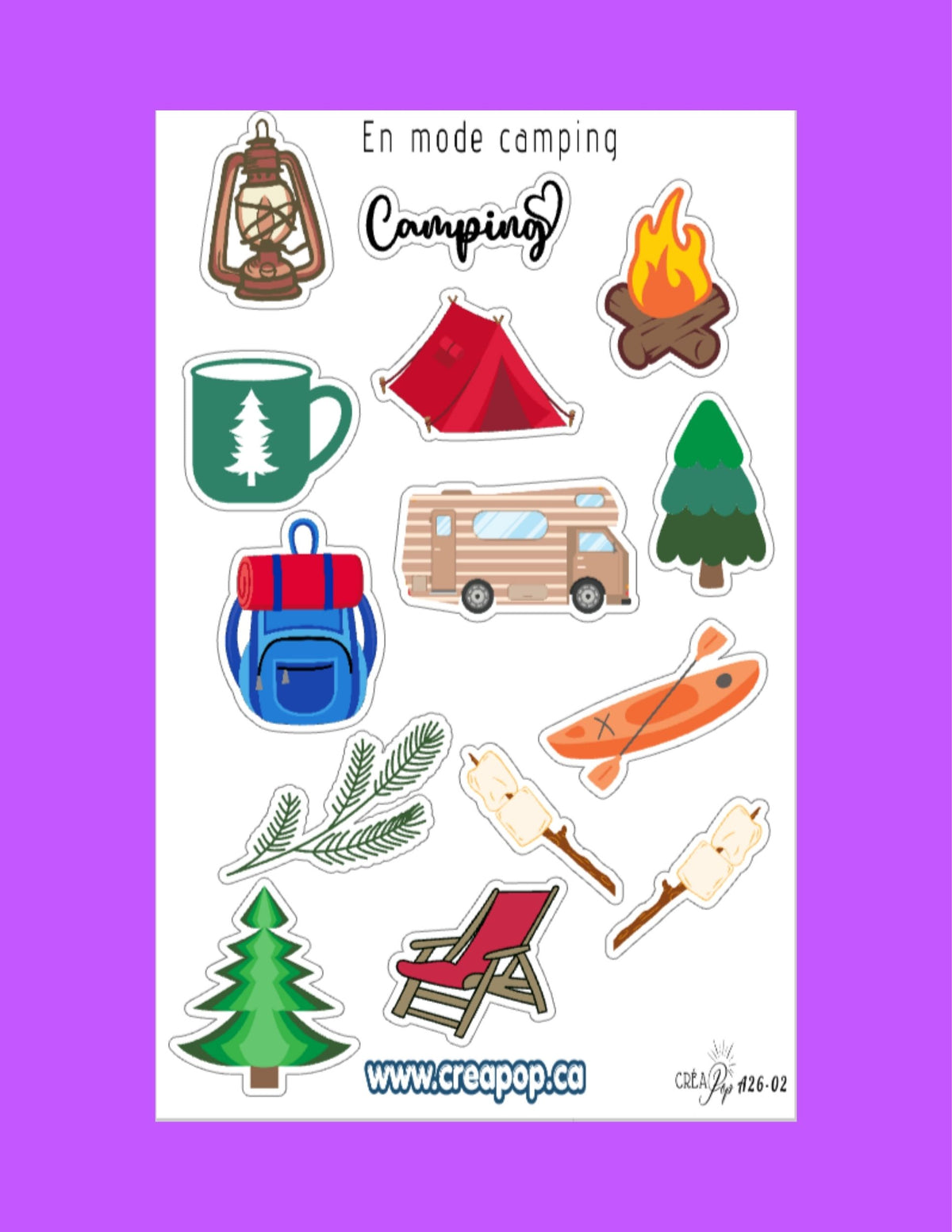 Planche d'autocollants — En mode camping