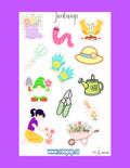 Planche d'autocollants Jardinage – 13 motifs kawaii nature