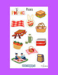 Planche d'autocollants Picnic – 13 motifs pique-nique été
